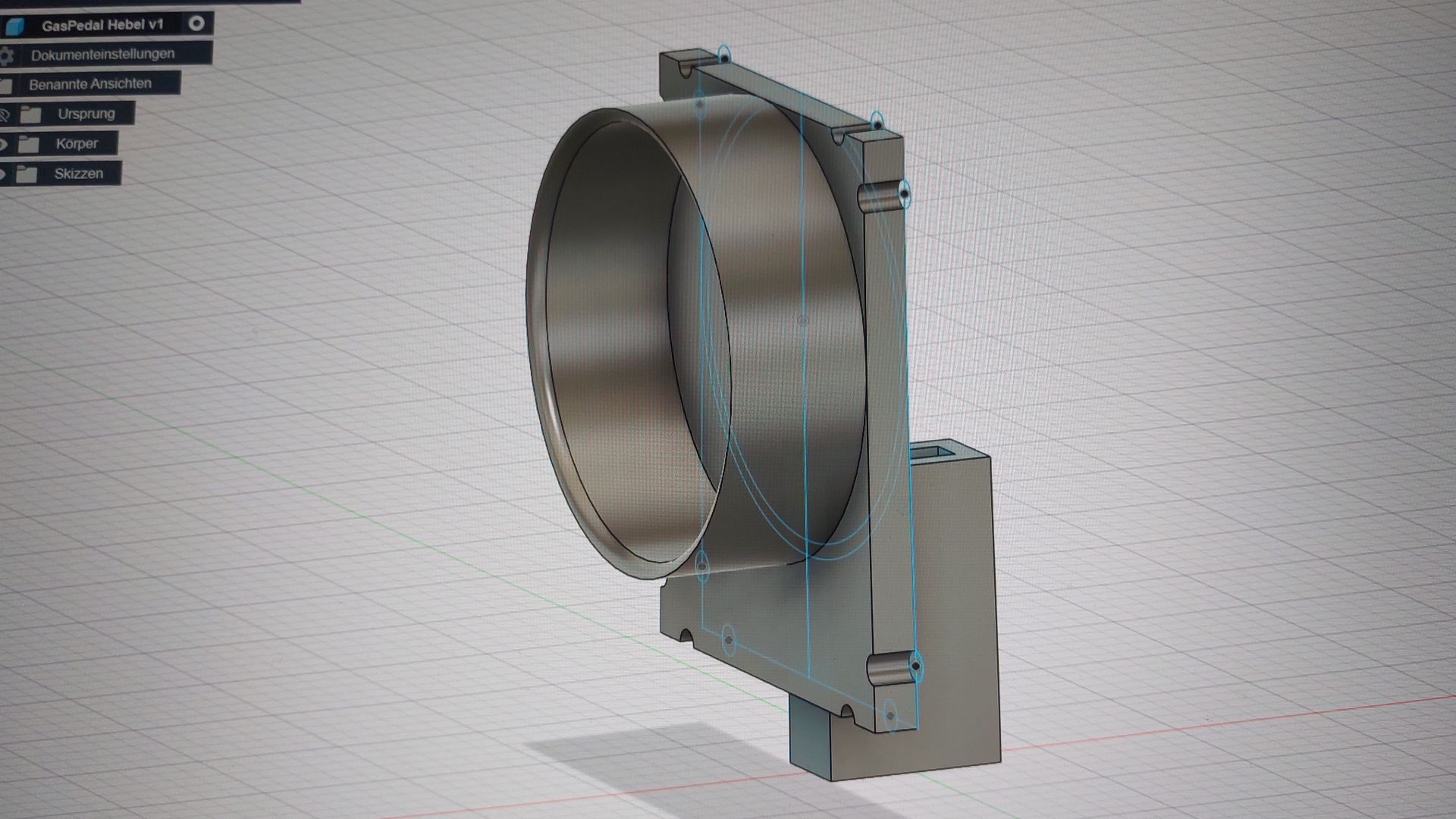 3D Entwurf der Halterung am Schieberegler